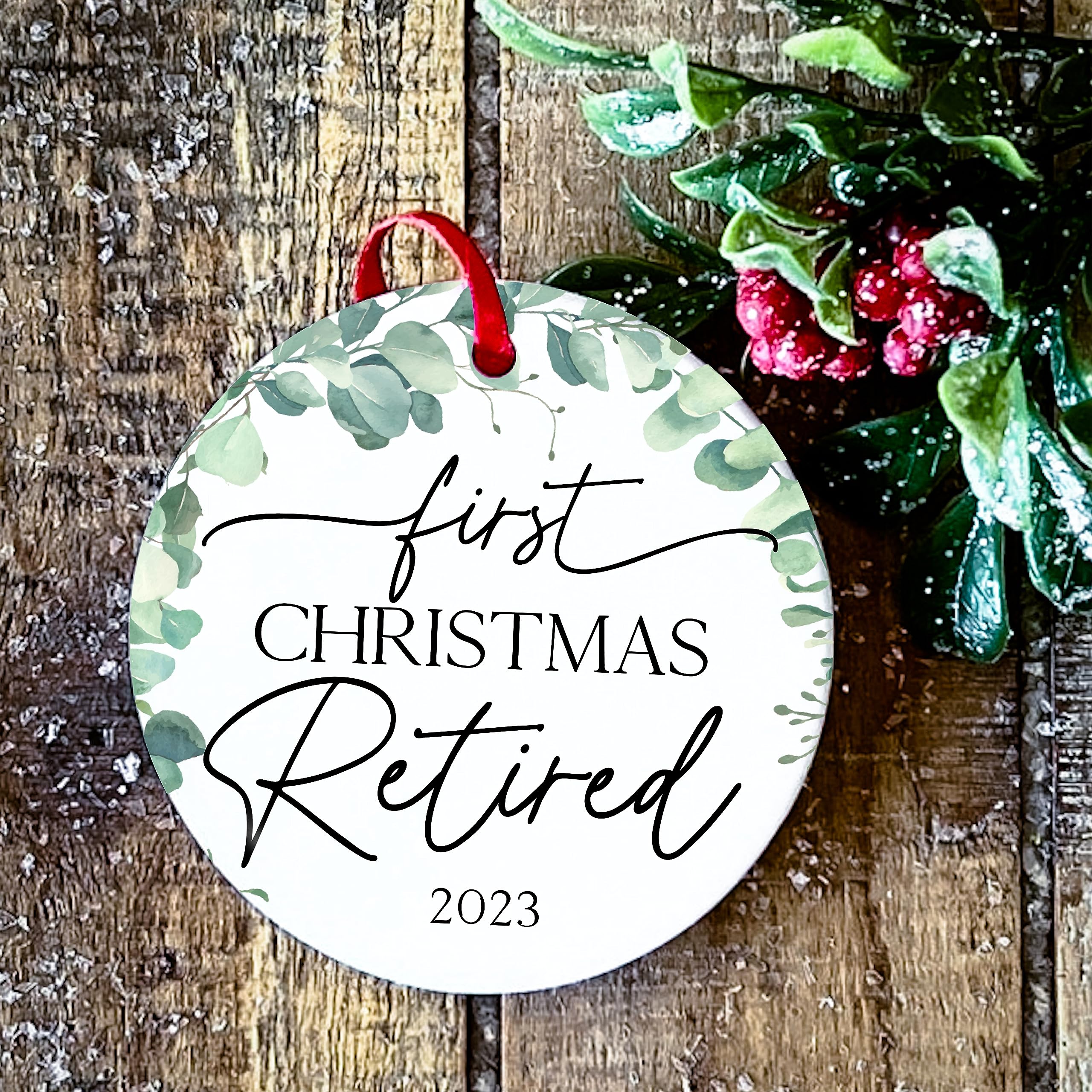 Printed text ornament Yippee Daisy retirement keepsake