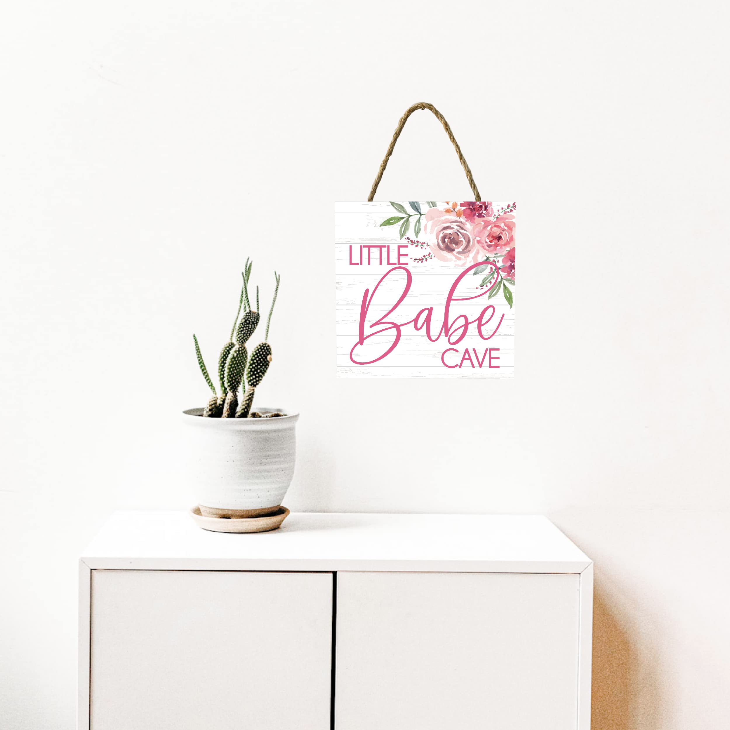 Yippee Daisy Signs Little Babe Cave Sign pink wall decor 7x7