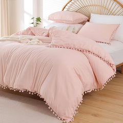 YIRDDEO twin comforter set with ball pom fringe