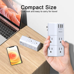 three-sided swivel power strip with six ac outlets