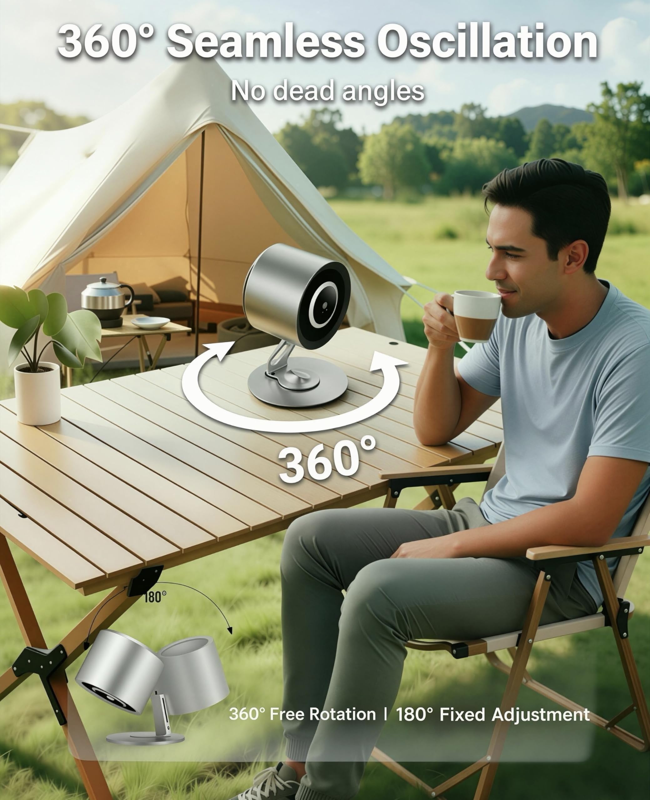 Lightweight brushed silver Yison desk fan portable for office or dorm
