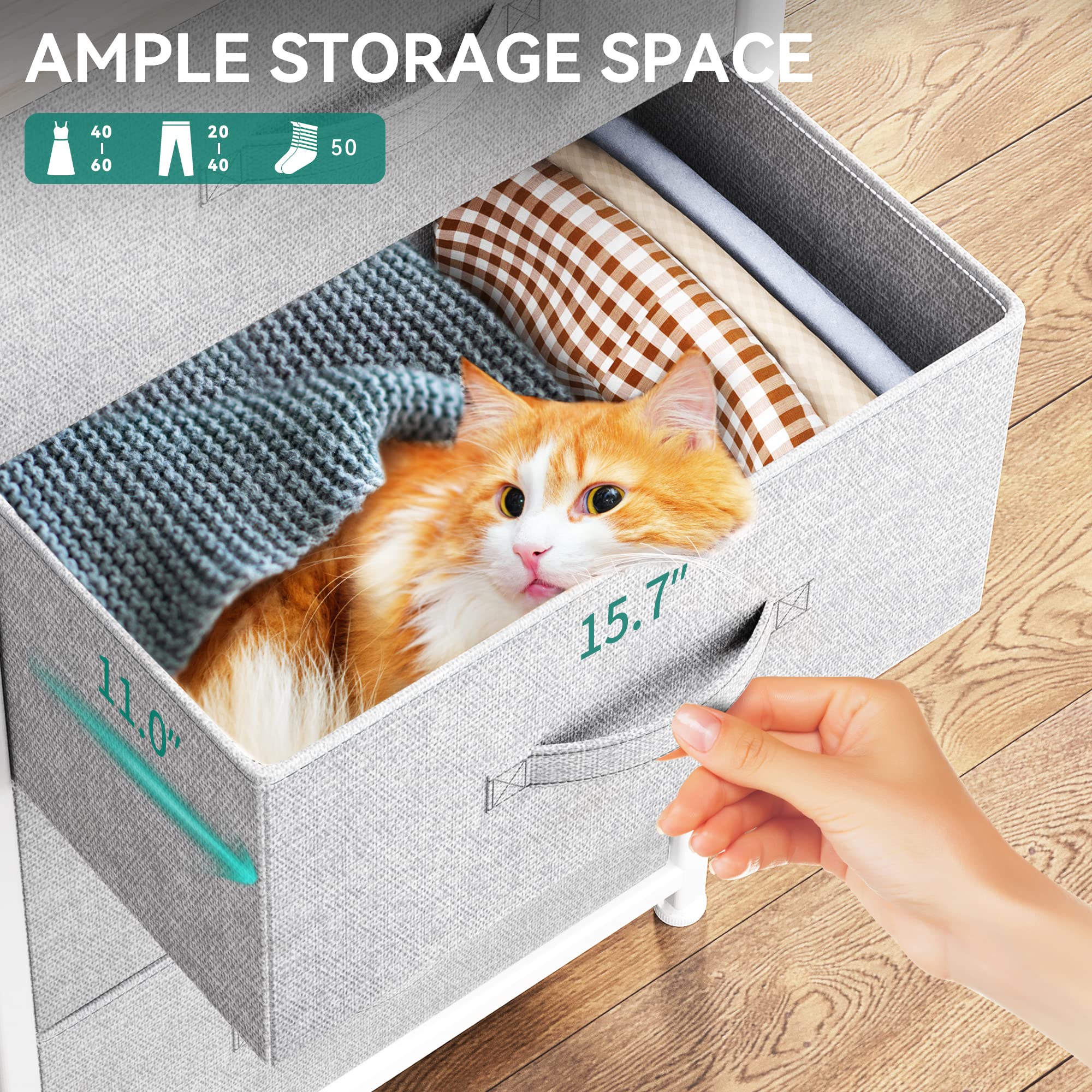 One deep fabric drawer of YITAHOME storage dresser