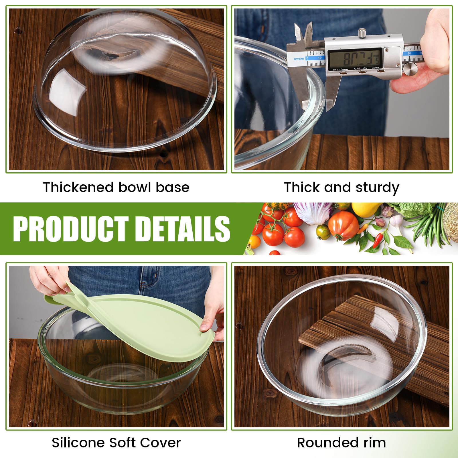 Yiyiring borosilicate glass bowl 7qt capacity