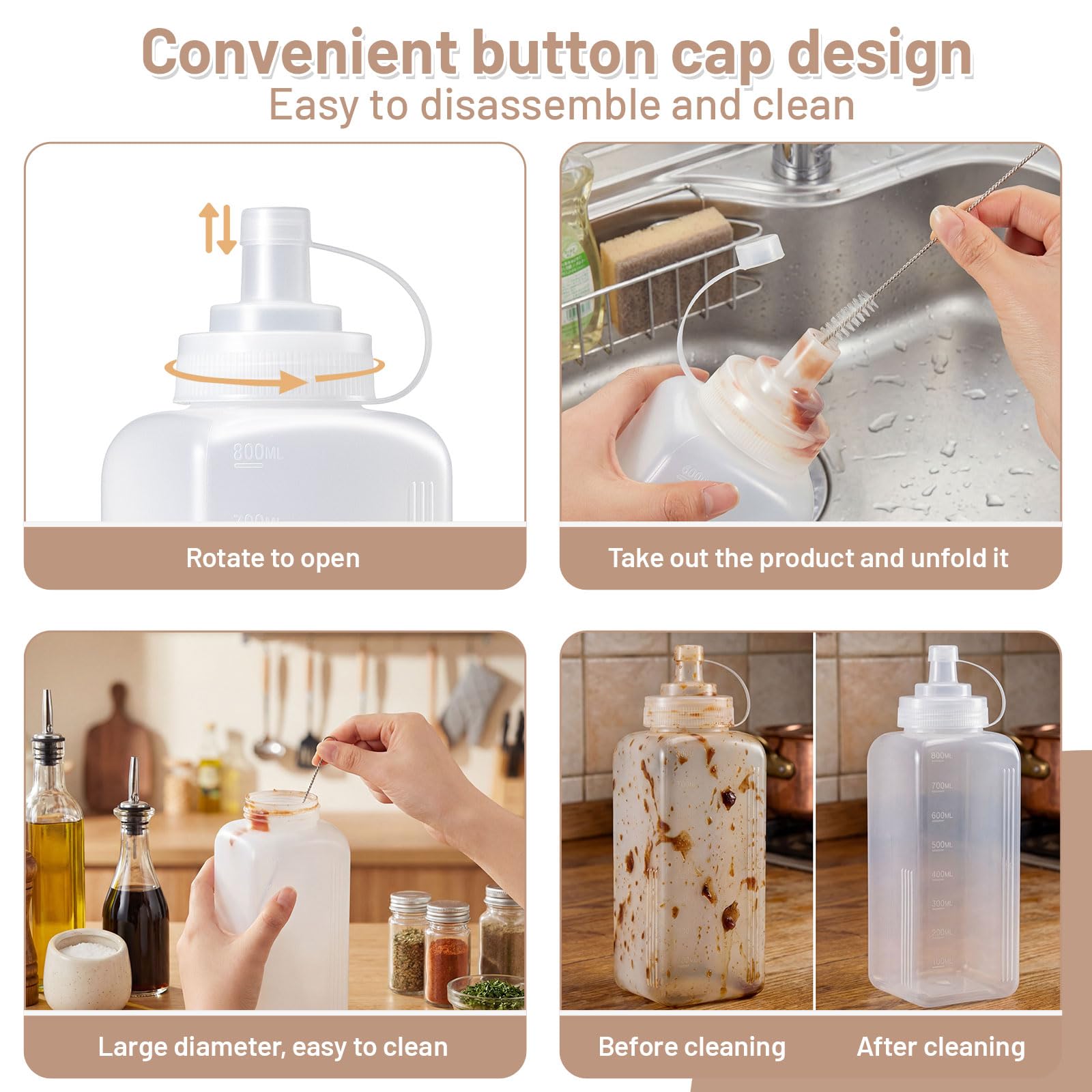 Yiyiring condiment squeeze bottle translucent body with scale