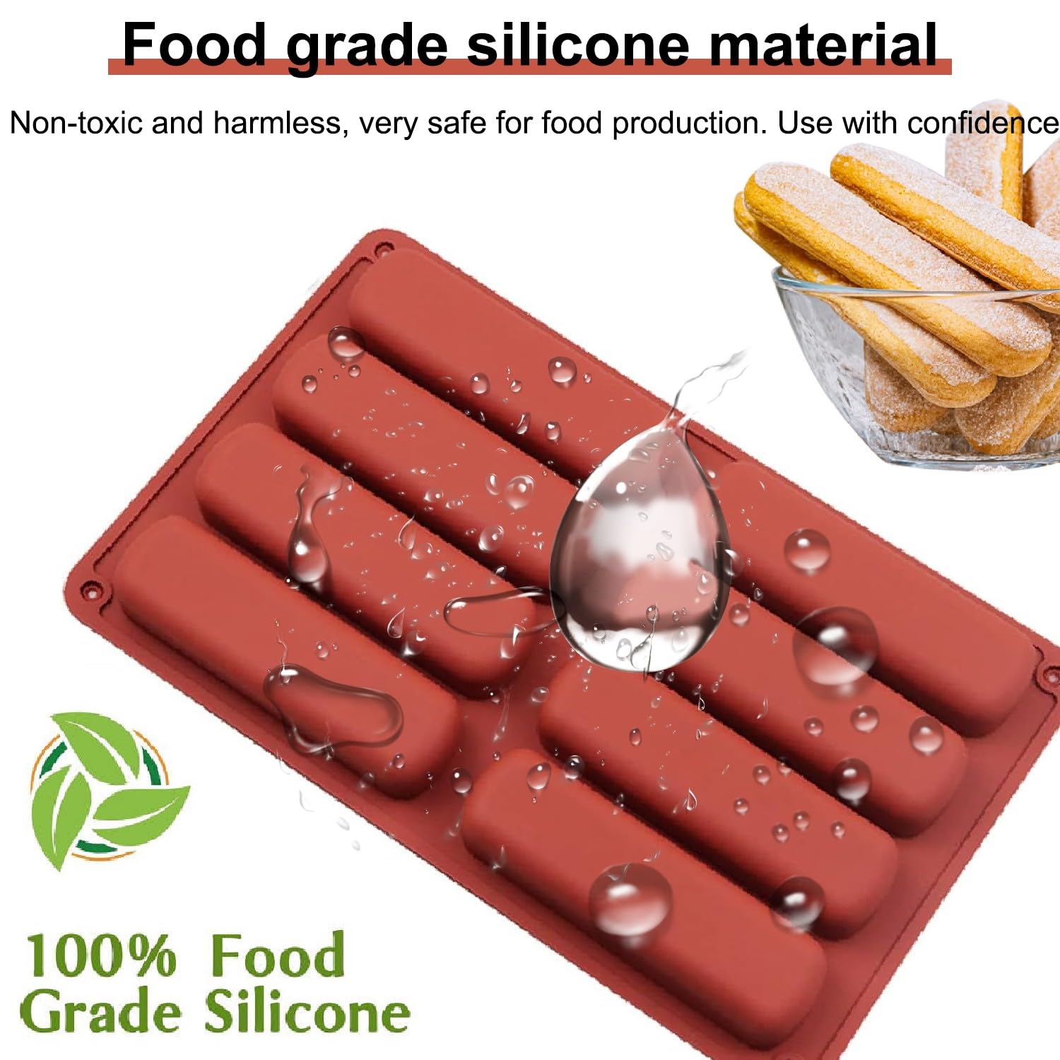 3D éclair shaped silicone mould for mousse and cookies