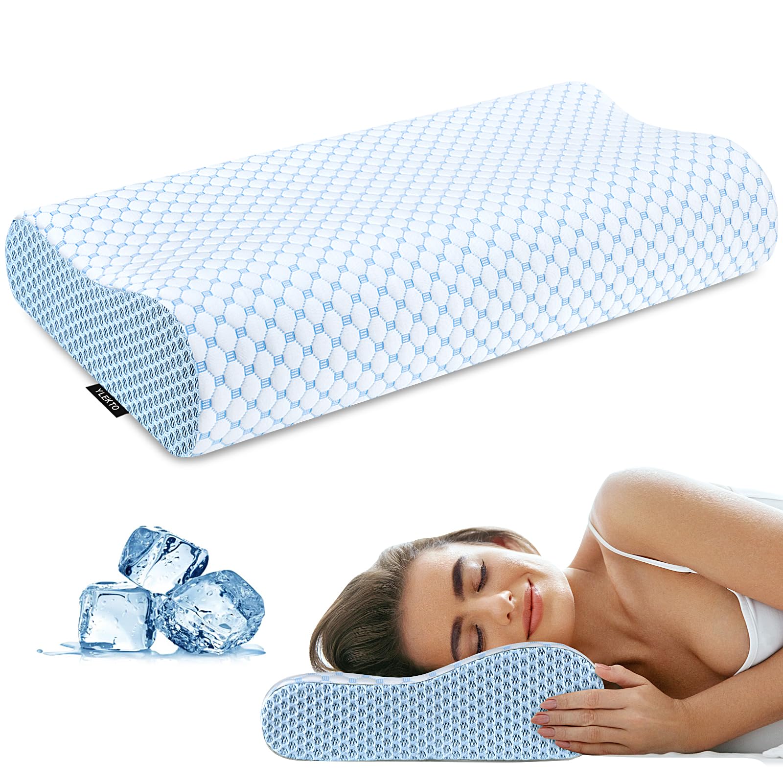 ylekto cervical pillow dual height contour front view