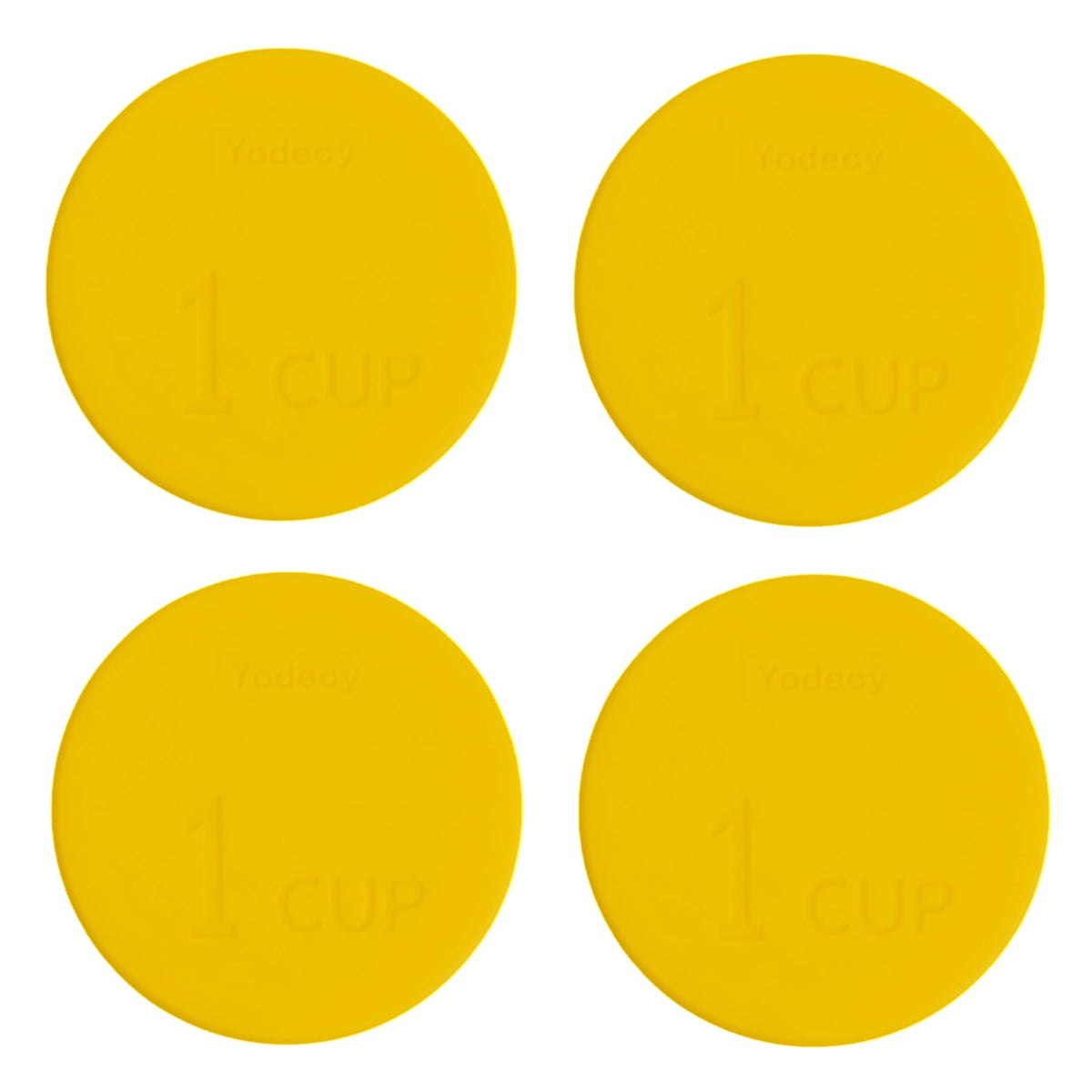 Yodecy 1Cup silicone bowl lid for 3.81in Pyrex and Anchor Hocking bowls 7202-PC 1 Cup yellow 4-pack