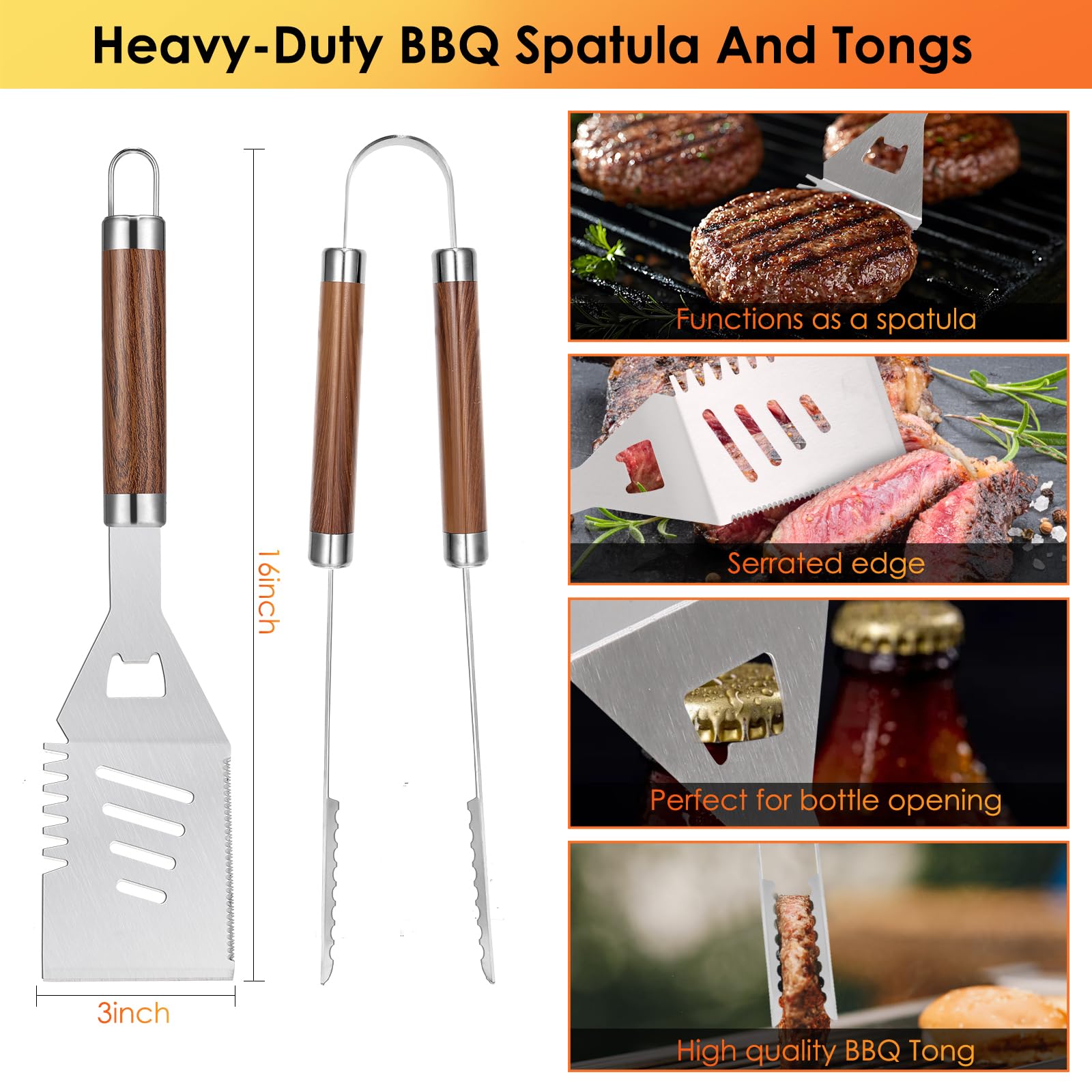 yoehka stainless steel grill tools set durable