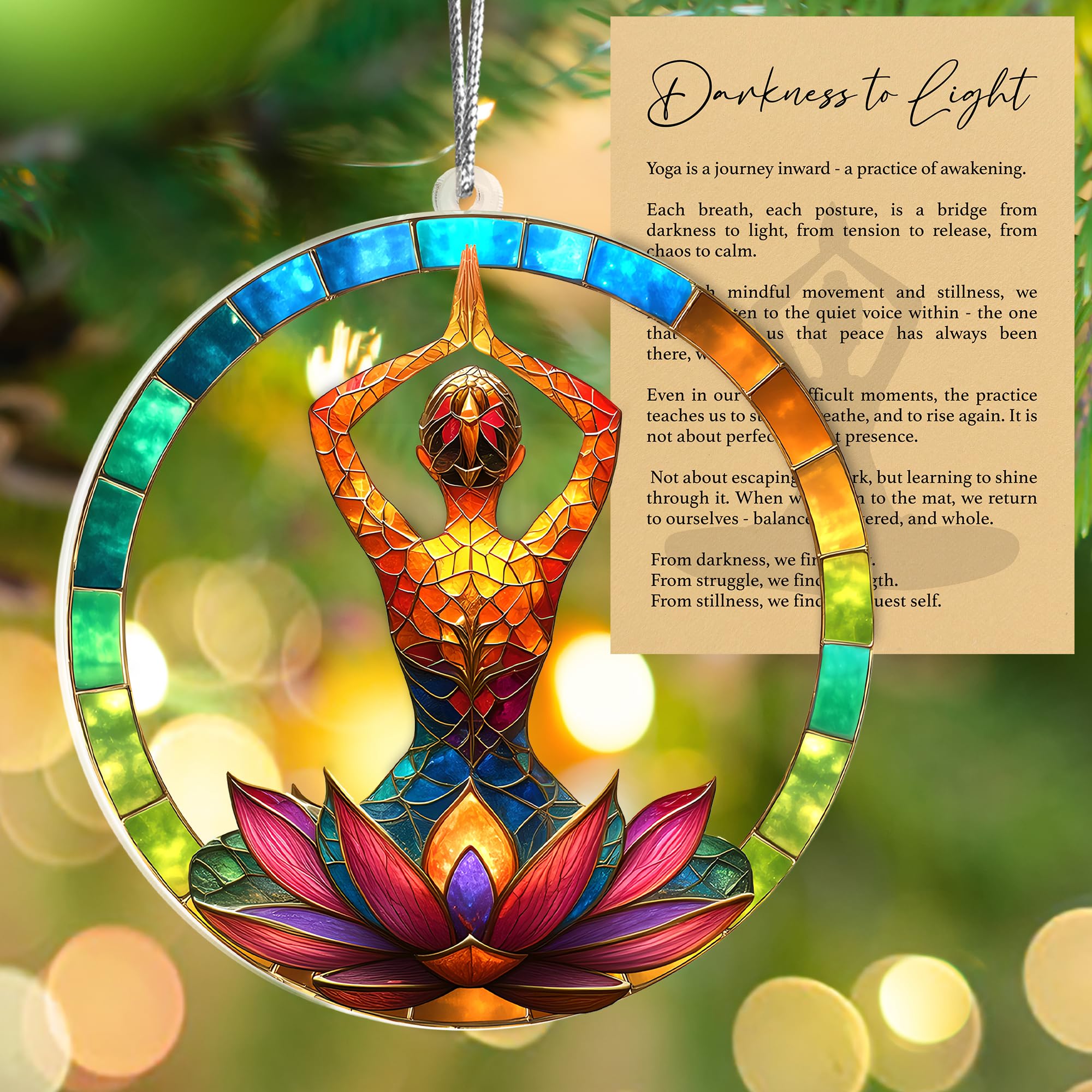 Acrylic Yoga Ornament Card Included for Christmas Decor