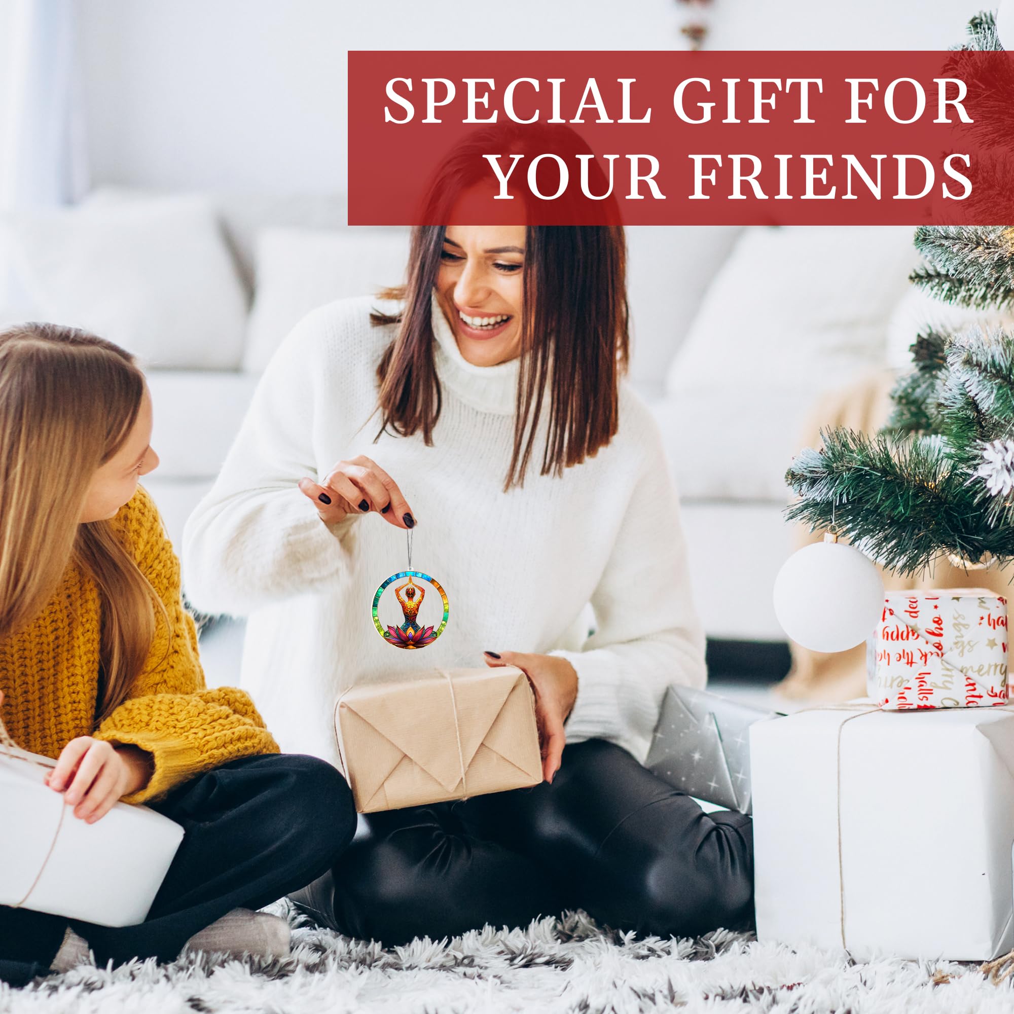 Yoga Ornament with Card for Women Gift