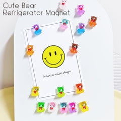 Luminous resin bear magnets glow in the dark fridge magnets on a metal surface
