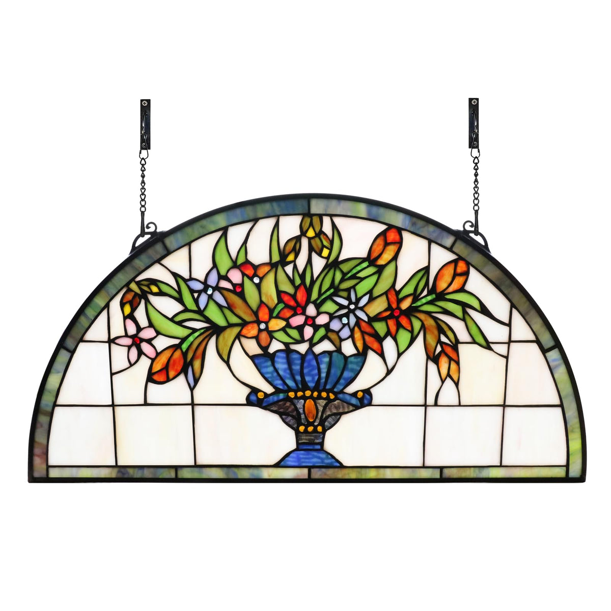 yonlouky flower stained glass window hanging 24in front view