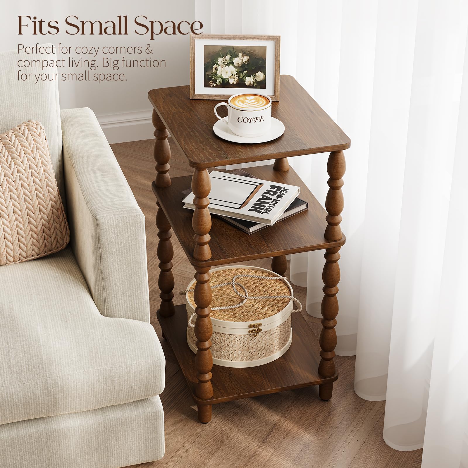 Versatile surface ideal as nightstand or accent table