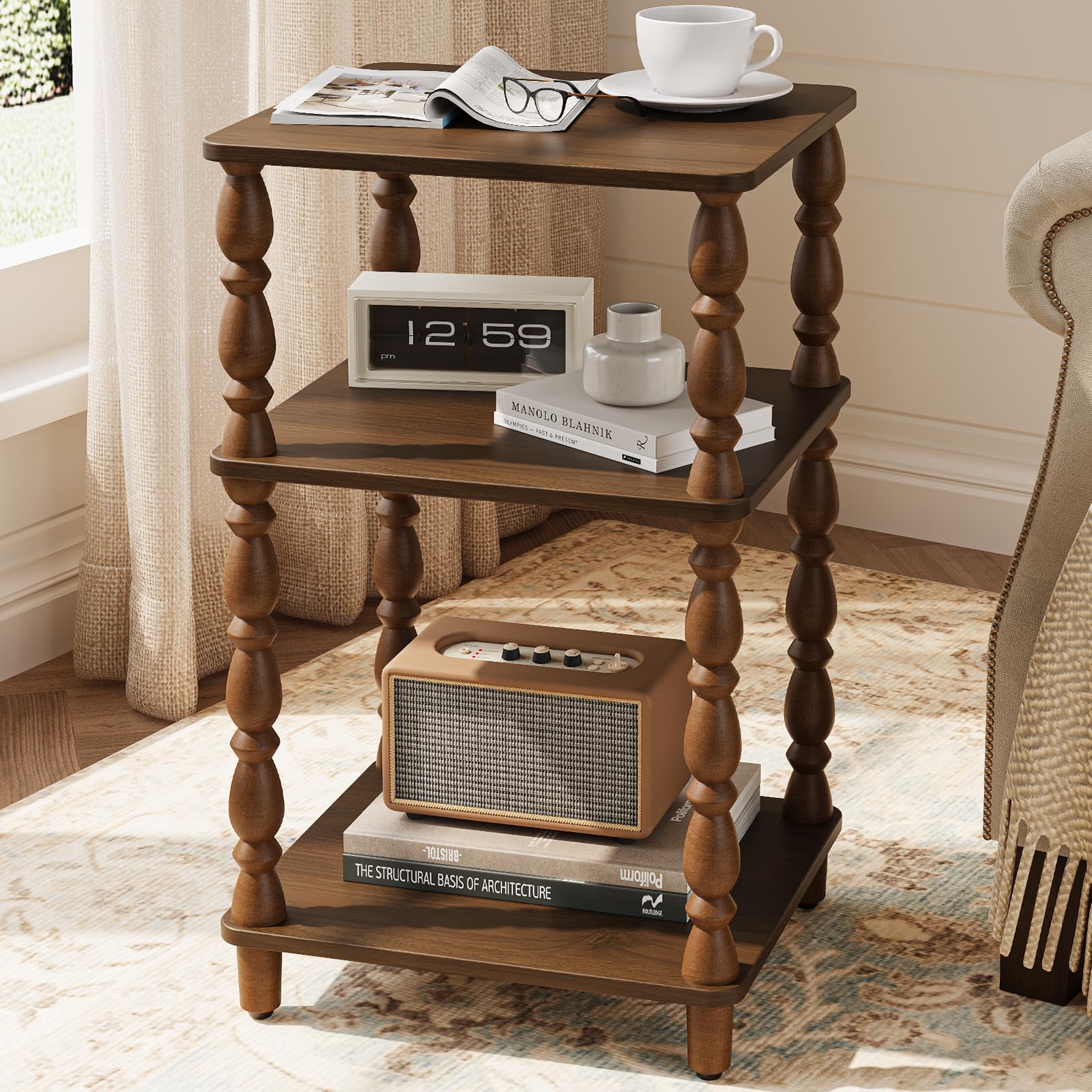 Yoobure small side table with spindle legs top view