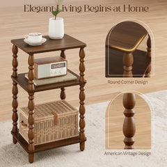 Sturdy end table with thick panels and solid wood legs