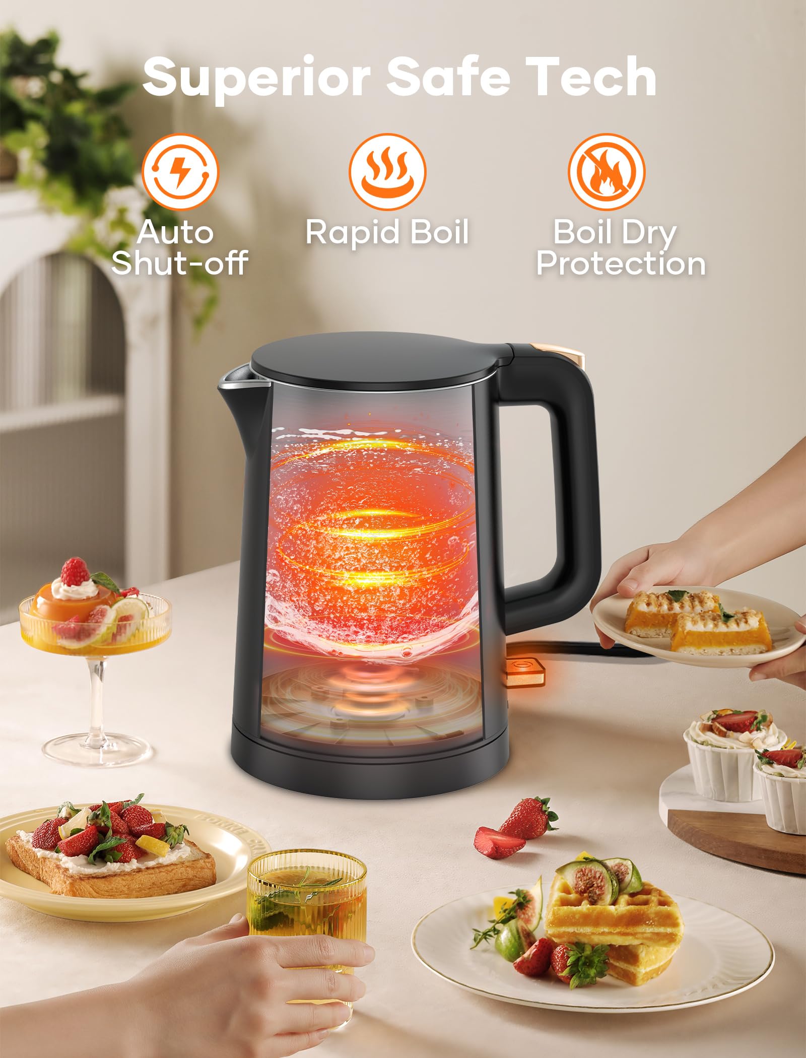 Yoochu double-wall insulated kettle cool touch exterior