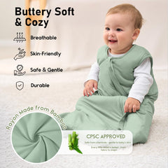 Yoofoss bamboo sleep sack 6-12 months size inset diagram