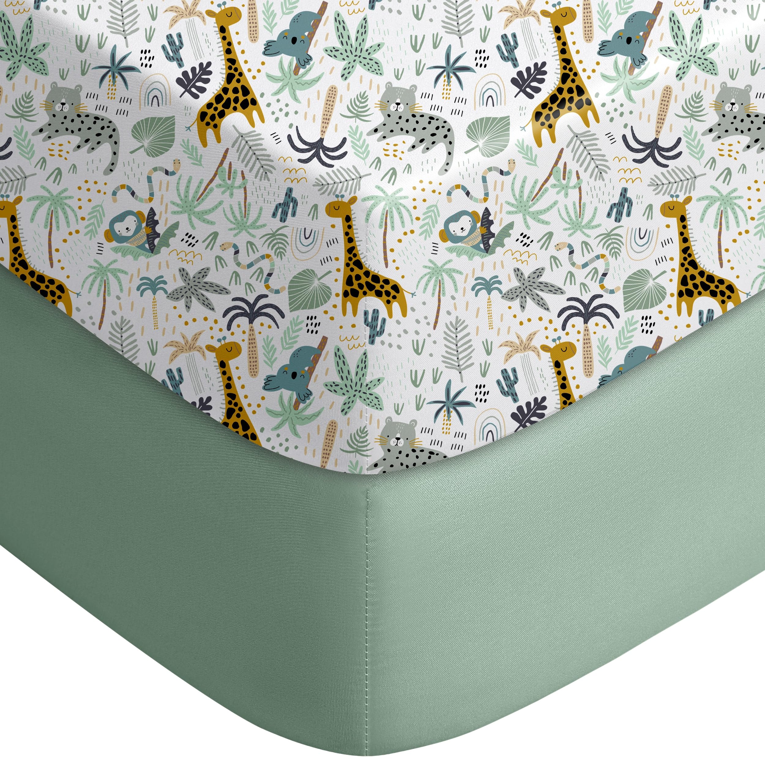 Yoofoss pack and play fitted sheet green giraff