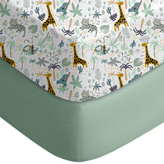 Yoofoss pack and play fitted sheet green giraff
