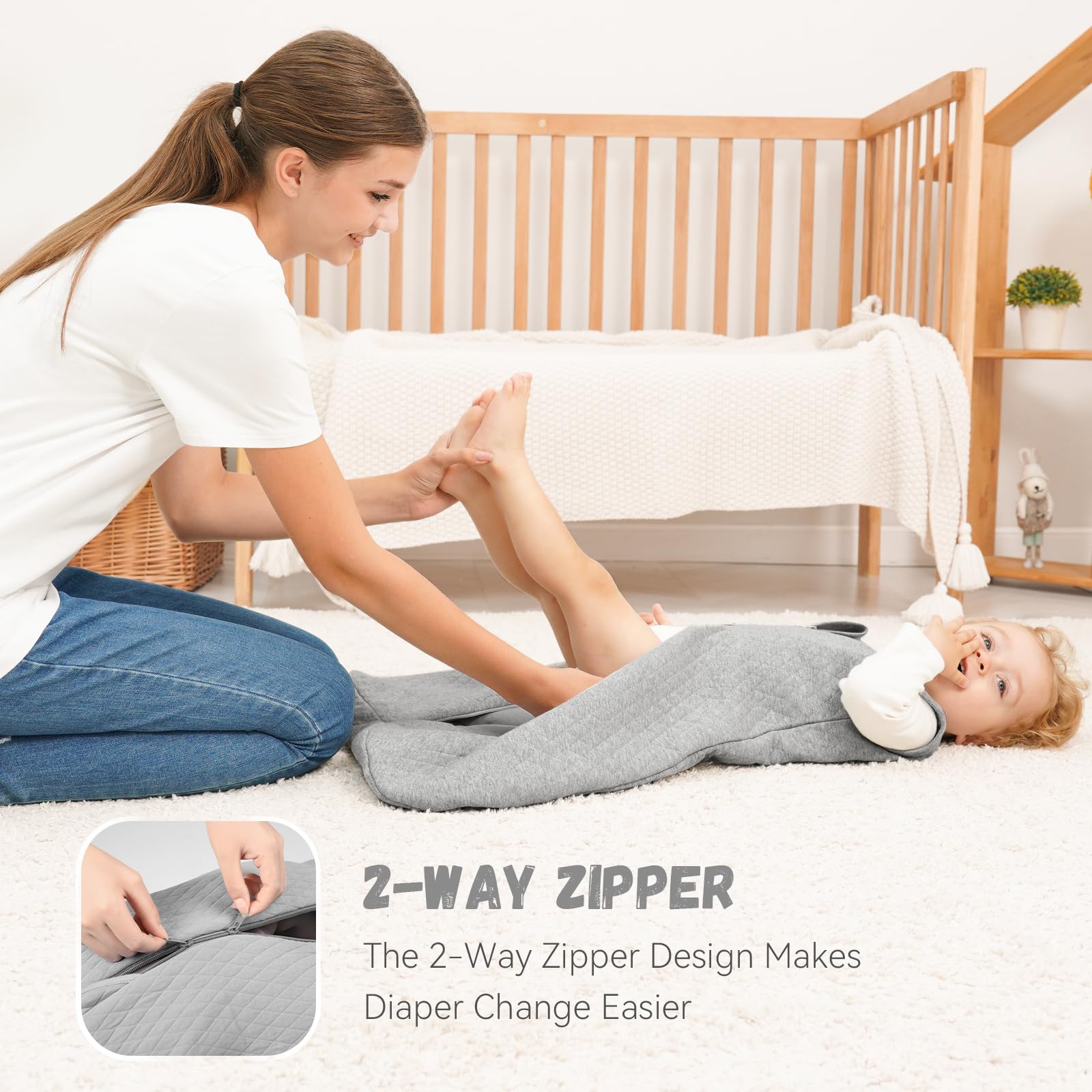 Sleeveless sleep sack for temperature regulation