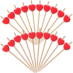 YOOHUA 250pcs red love heart cocktail picks made from bamboo