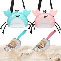 YOOLEETC blue crab mesh beach seashell bag
