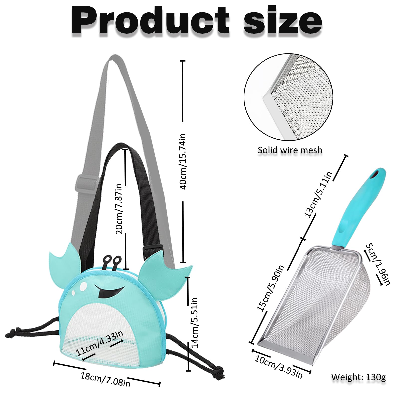 Blue sand filter scoop for beach set