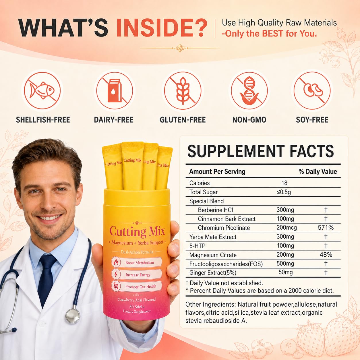 Berberine ingredient close up on Yooloks Cutting Drink Mix label