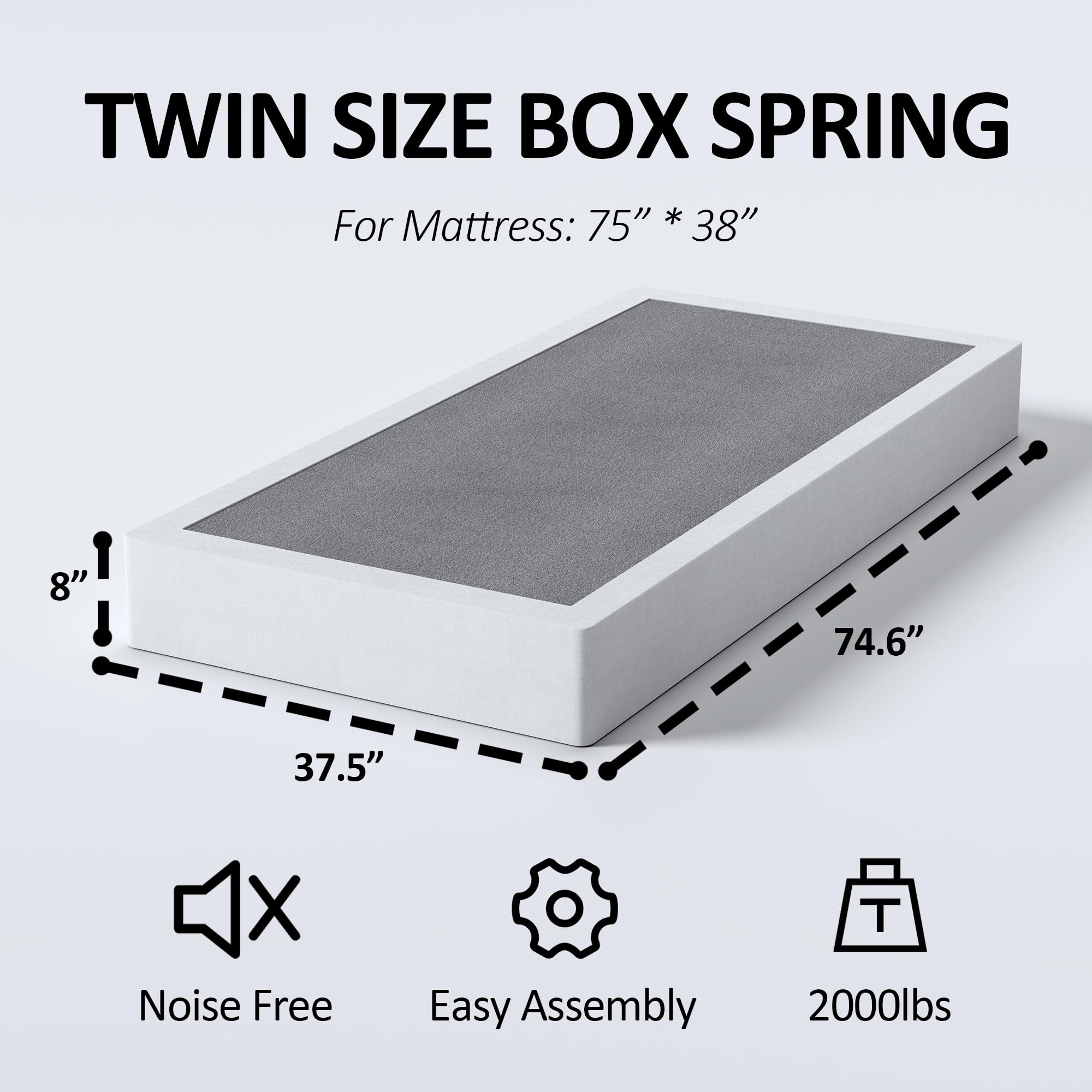 YORMDMO 8 Inch Twin Box Springs metal foundation close up