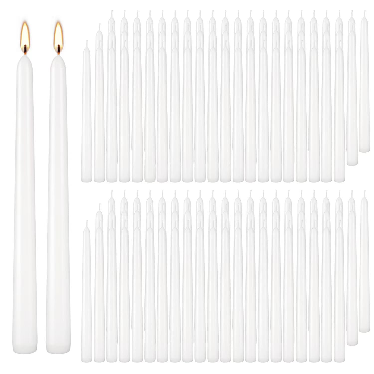 YOROXRG 100Pack White Taper Candles 10 inch unscented