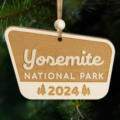 Yosemite National Park Ornament laser cut birch wood for hanging