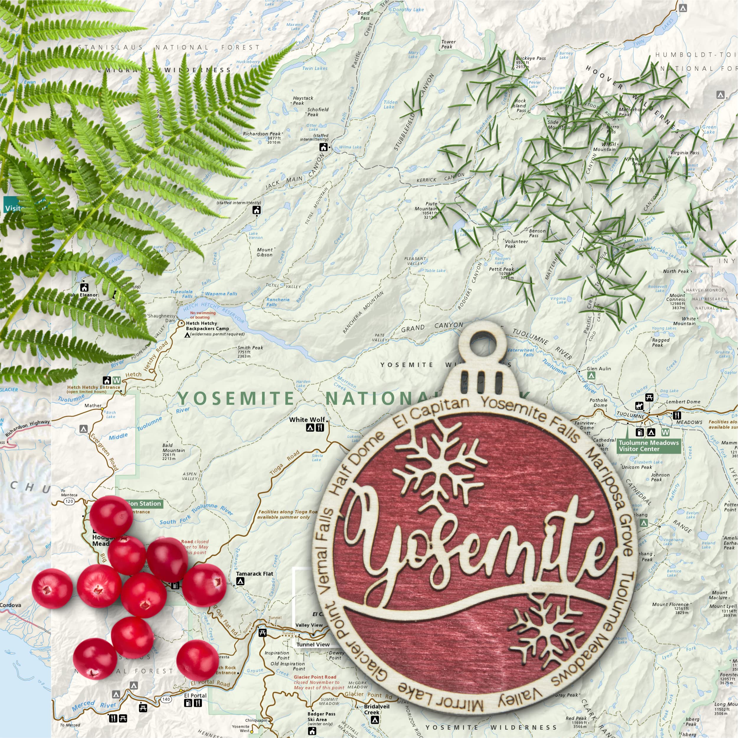 Yosemite Wooden Christmas Ornament birch two-layer 1/8 inch