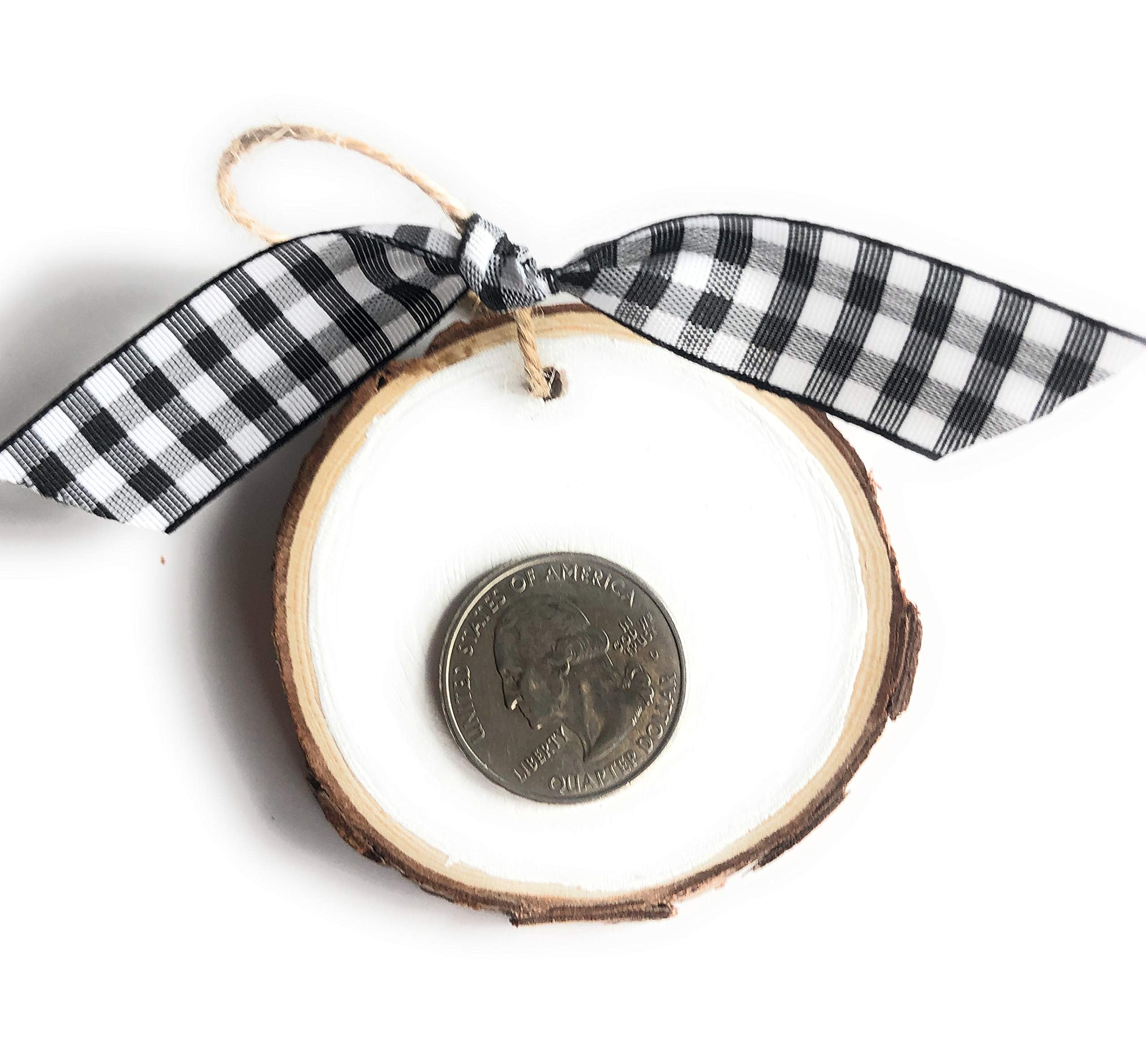 You and Me wood slice Valentine ornament handmade in USA