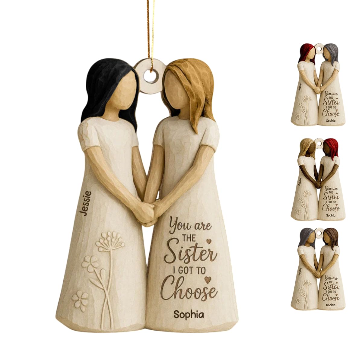 You are The Sister I Got to Choose Personalized Wooden Ornament natural wood