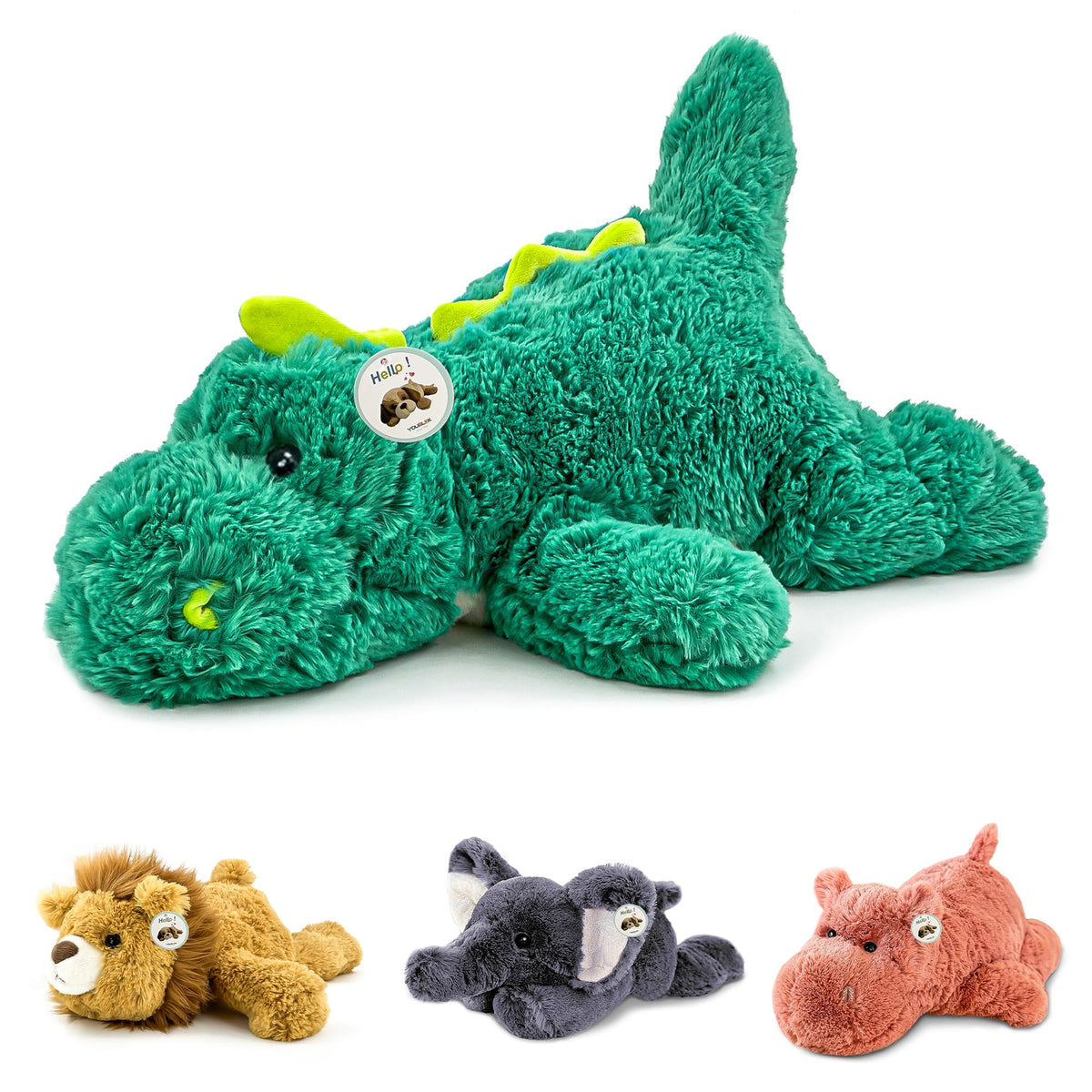 YOUBLEK weighted plush toy dinosaur 16 inch green