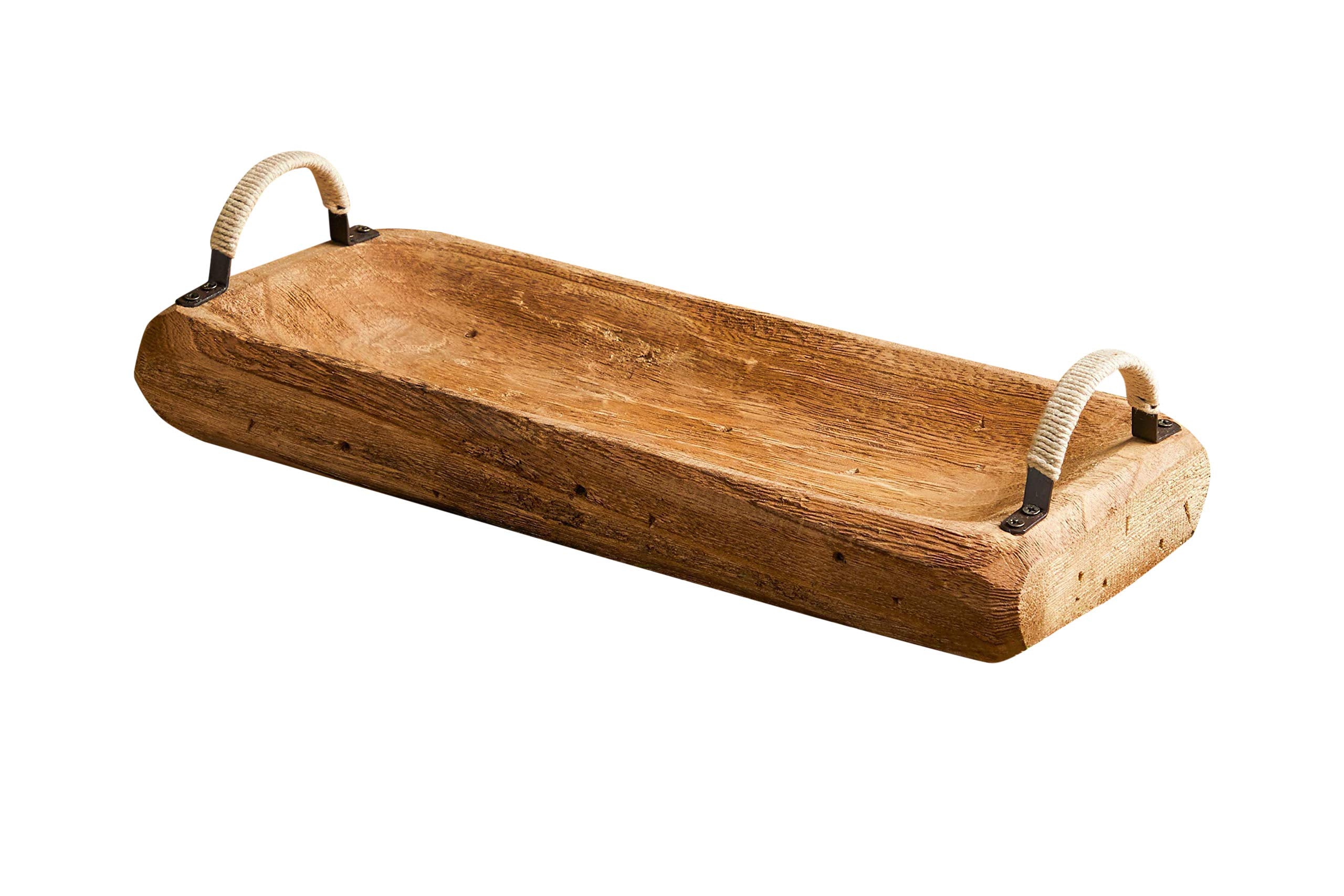 Your Heart's Content rustic wood coffee table tray with handles front view