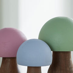 Hand-stained wooden stem detail on Your Heart's Content wood mushrooms