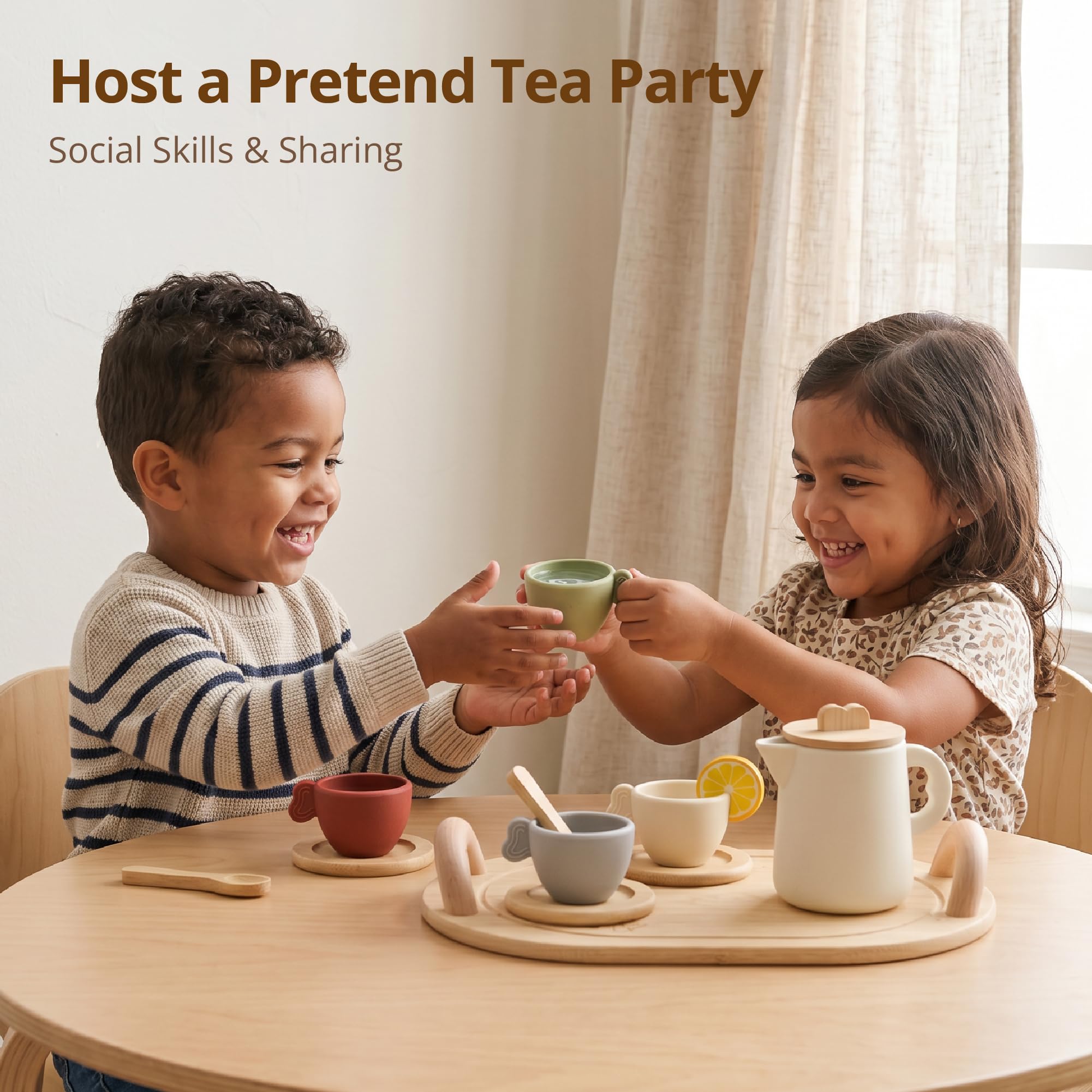 Wooden serving tray for Youuys tea set