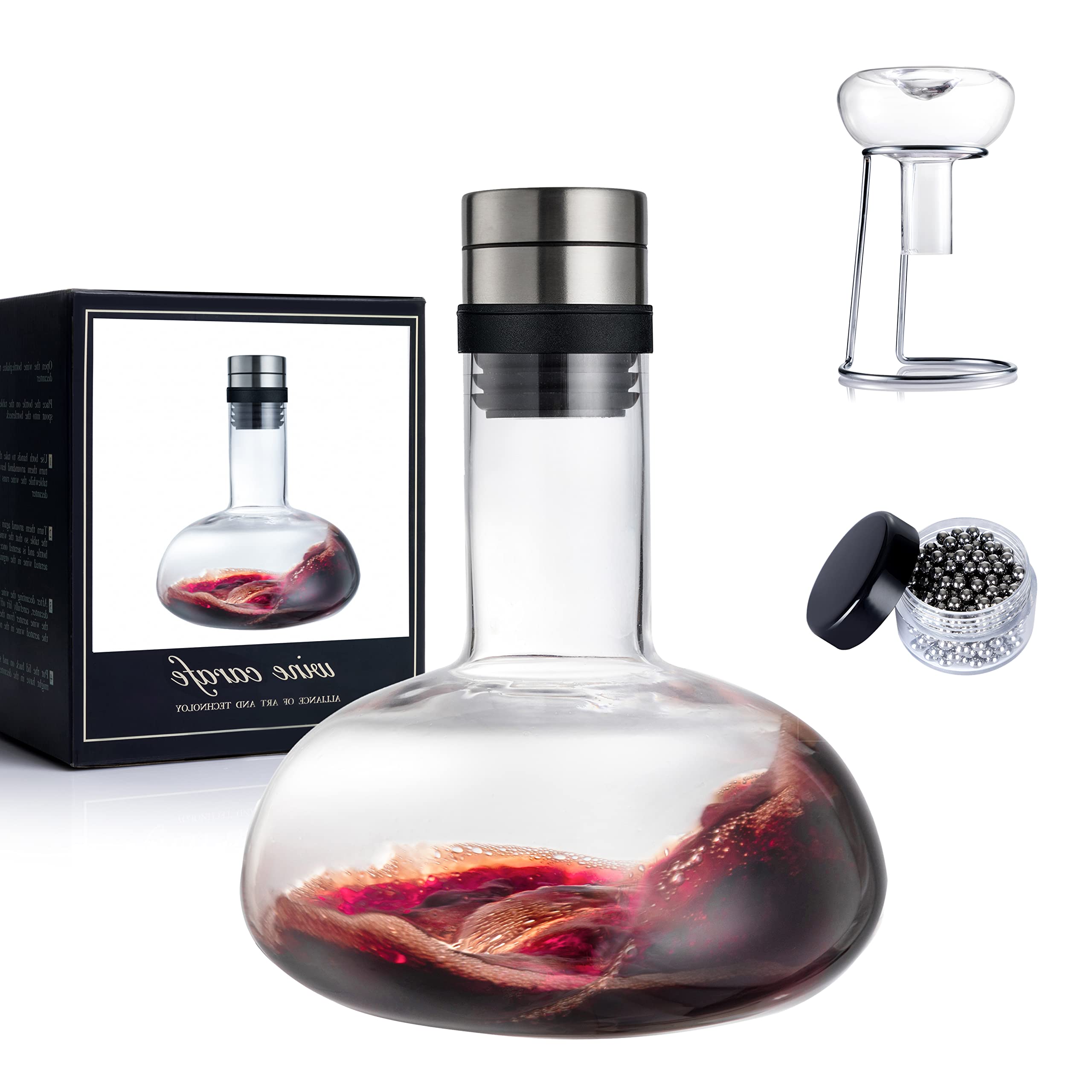 YouYah wine decanter set 1300ml crystal hand blown