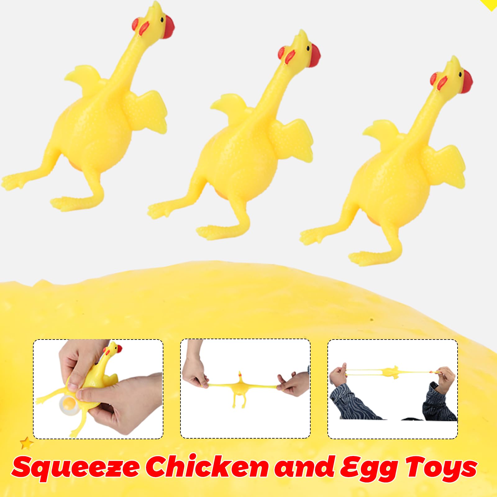 Interactive chicken egg pop squishy close up