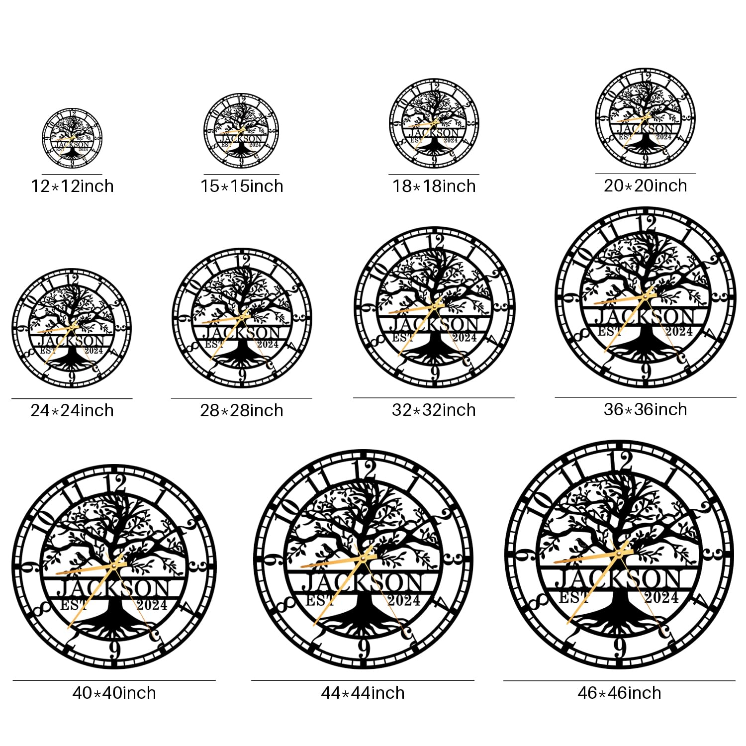 Housewarming gift clock personalized with family name and date