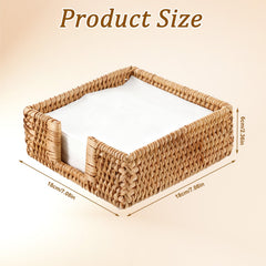 Natural rattan napkin holder square decorative accent