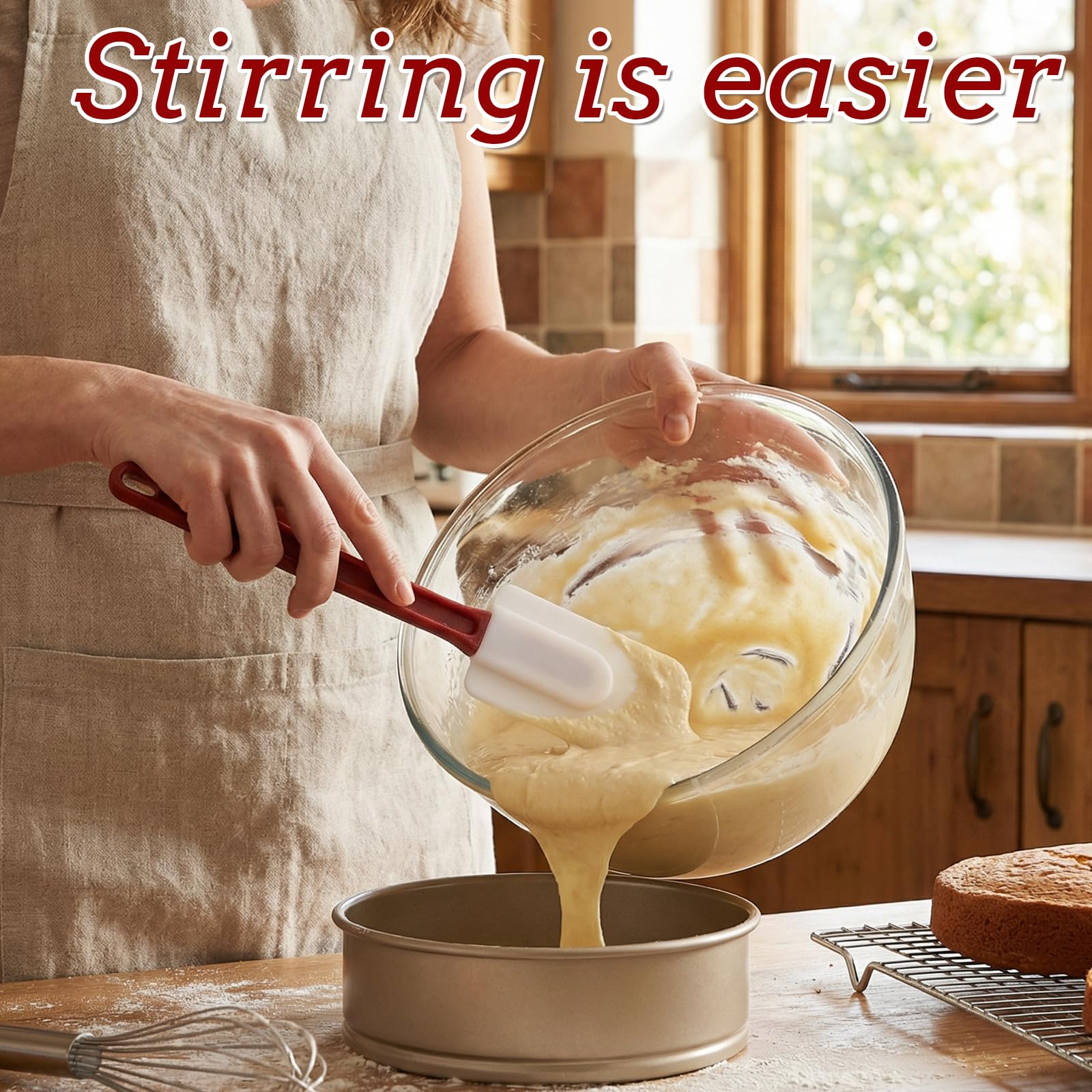 Long handle heat resistant silicone spatulas for cooking