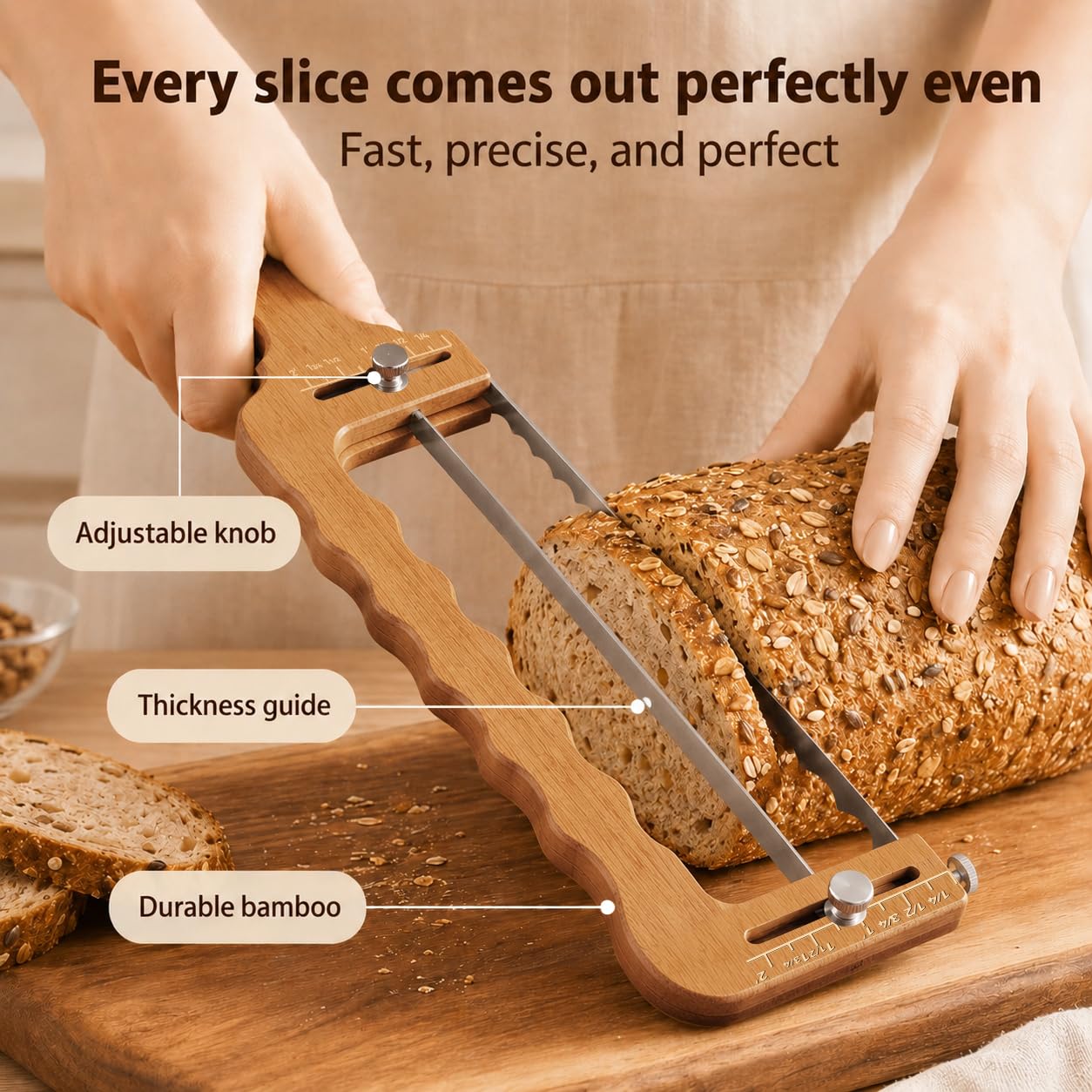 Stainless steel blade of YUANCHII adjustable bread slicer with non-stick coating