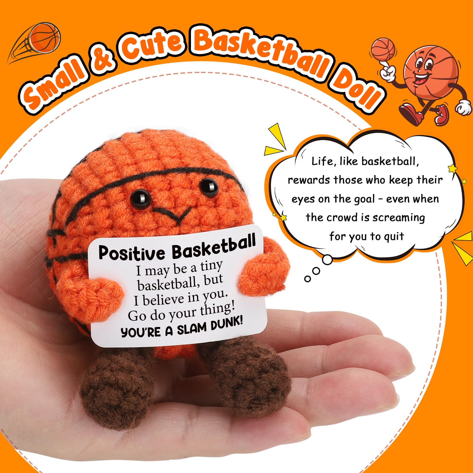 Handmade crochet basketball doll with soft plush texture