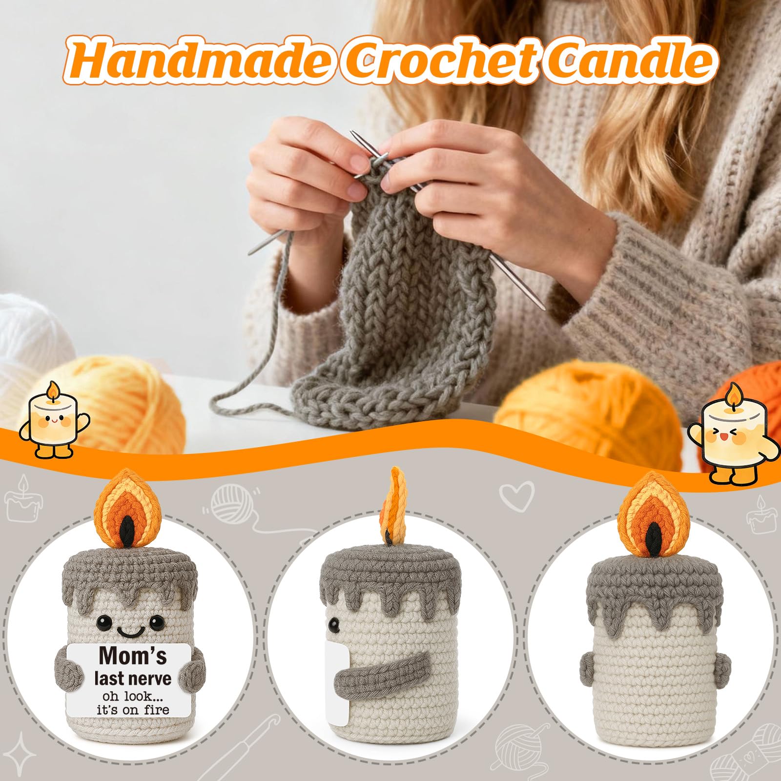 yueyuqiu desk decor crochet candle on office desk
