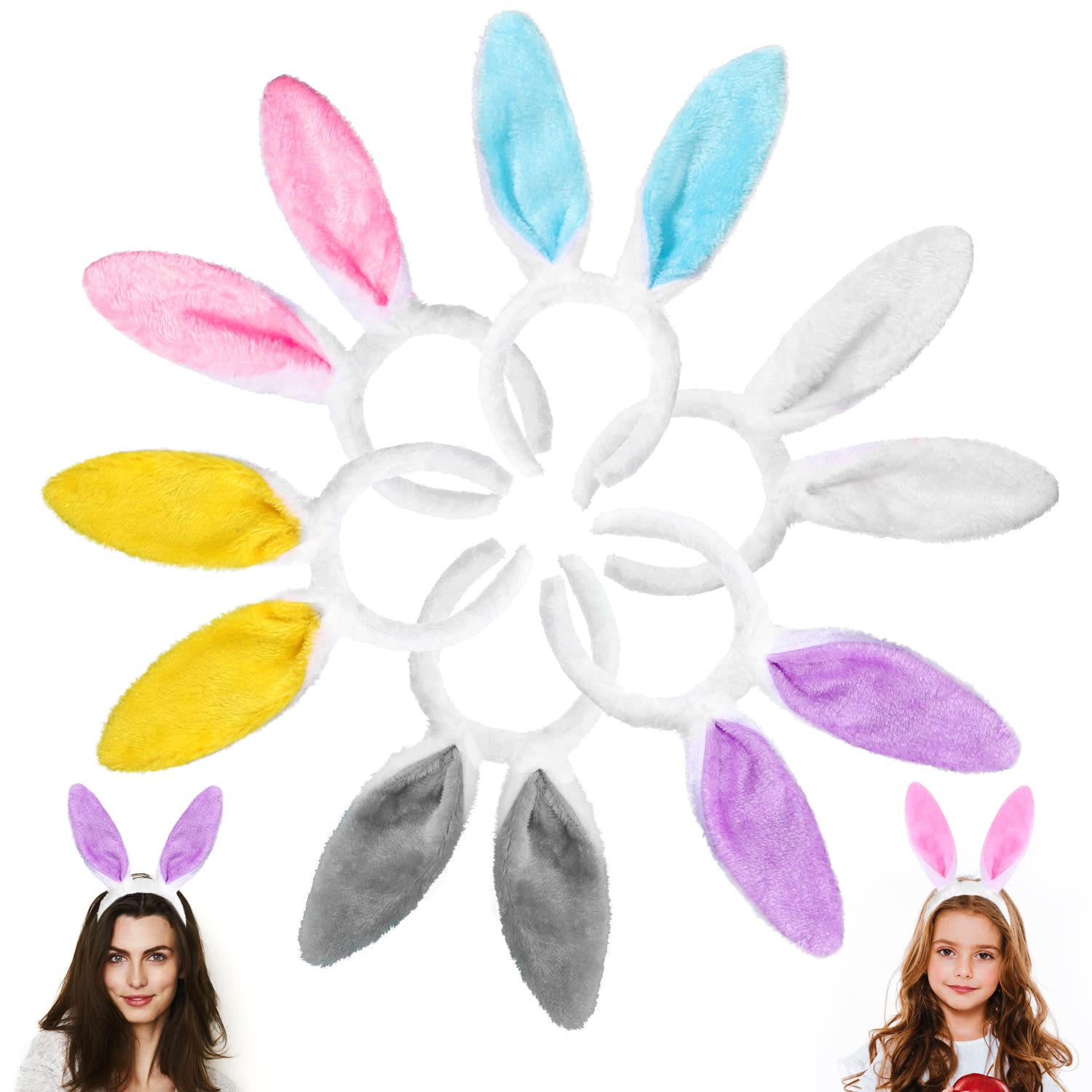 YUJUN plush bunny ears headband white 6pcs