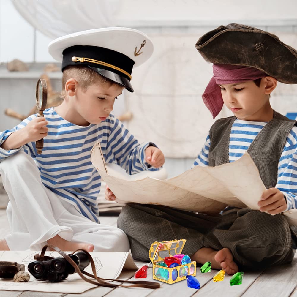 Pool party decoration with colorful gems and pirate box