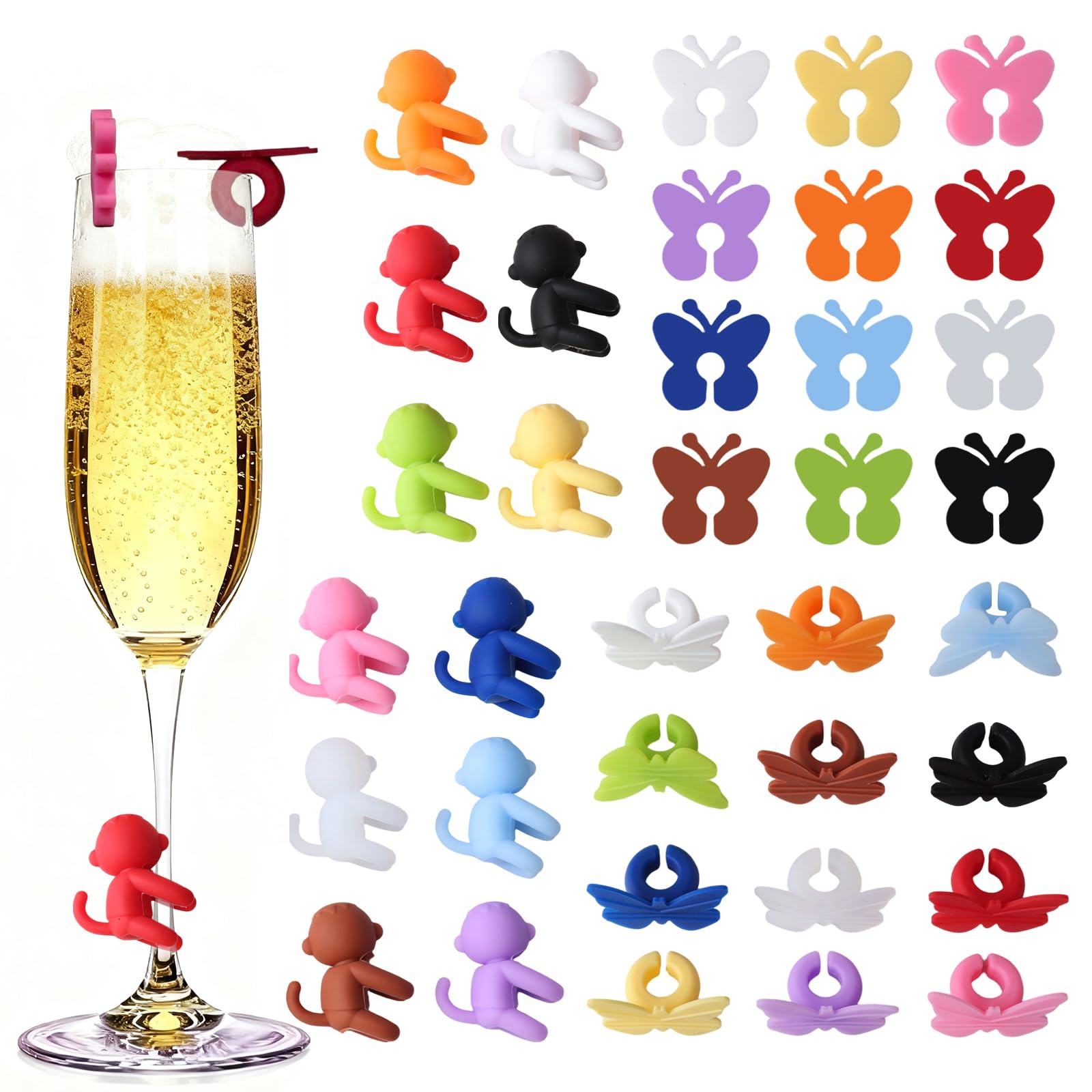 yukfdcnb wine glass charms butterfly design