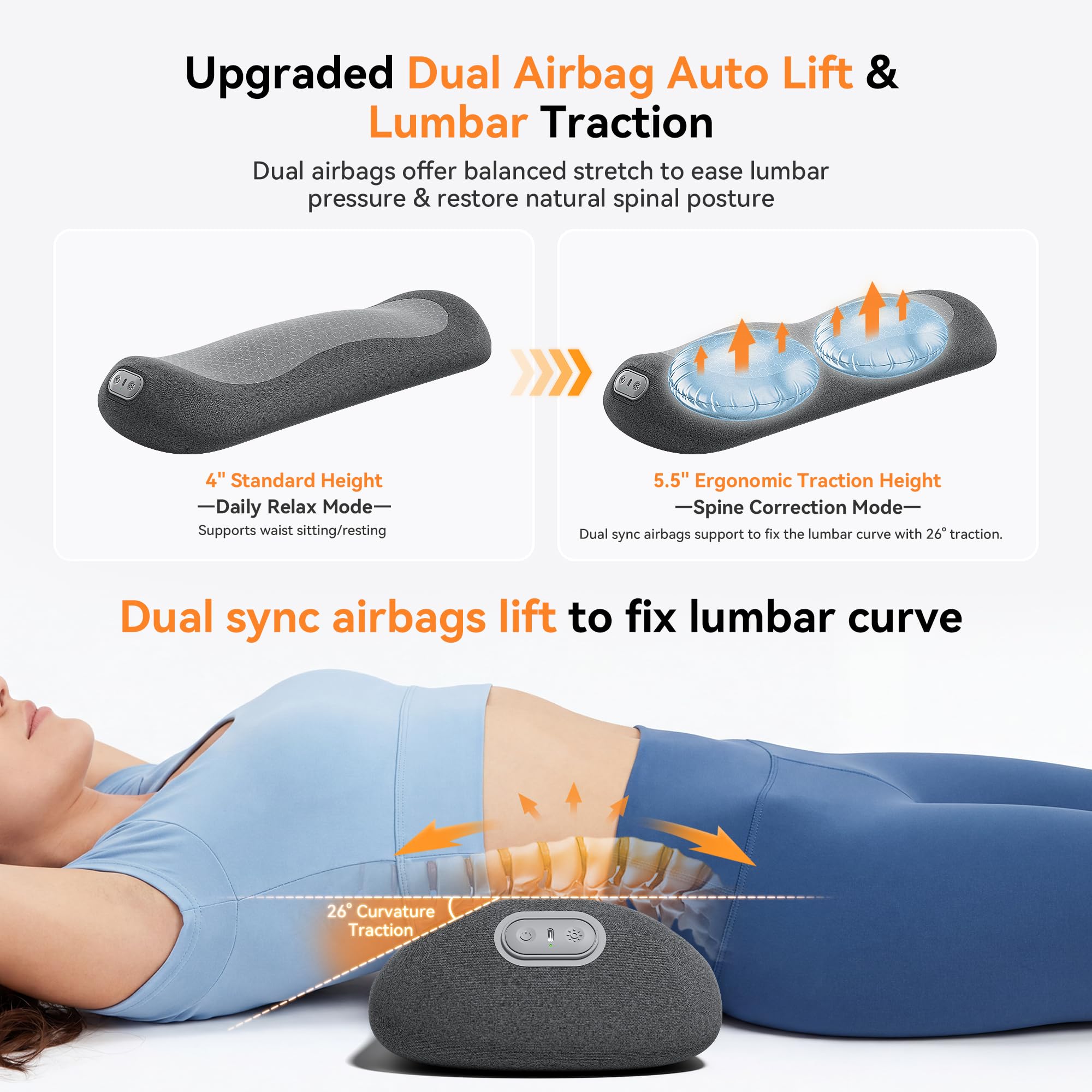 Dual airbag lumbar support close-up from Yunari massager